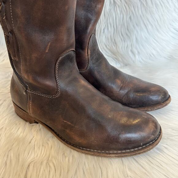 BED STU Cobbler Series 608 Riding Boots Leather Knee High Western Flat, Brown - Picture 6 of 10
